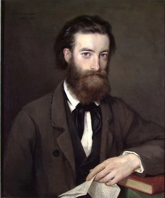 Maleri av Lorentz Dietrichson som ung mann, malt av hans hustru Mathilde i 1863